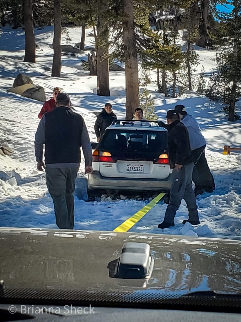 Rescuing a Subaru from the Tahoe snow