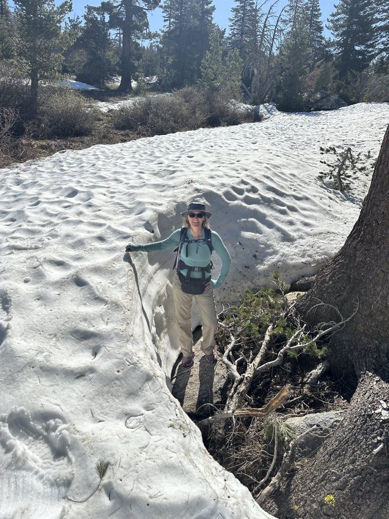 Standing in a tree well along the Tahoe Rim Trail