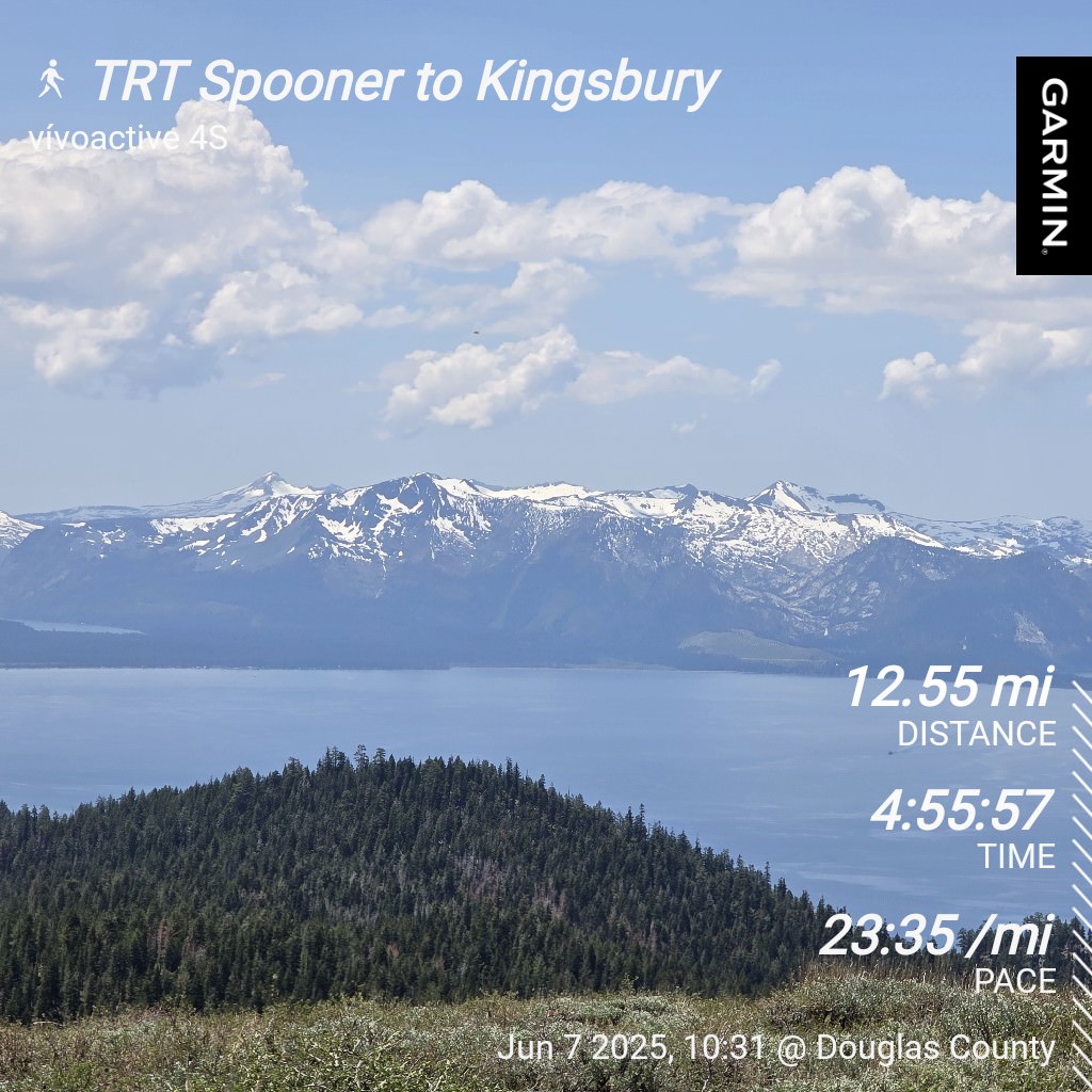 Tahoe Rim Trail Spooner to Kingsbury hiking stats