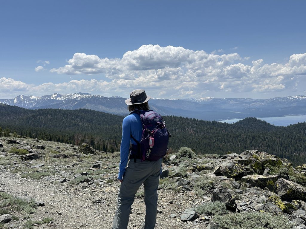 Taking in the views of Lake Tahoe from the Tahoe Rim Trail from Spooner to Kingsbury