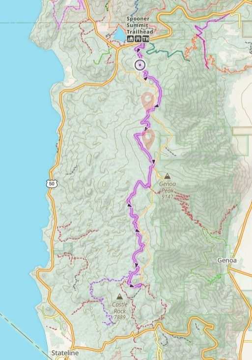 Tahoe Rim Trail Spooner to Kingsbury North trail map
