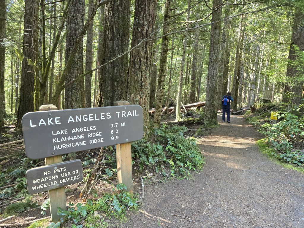 Lake Angeles trailhead sign Olympic National Park Pacific Northwest