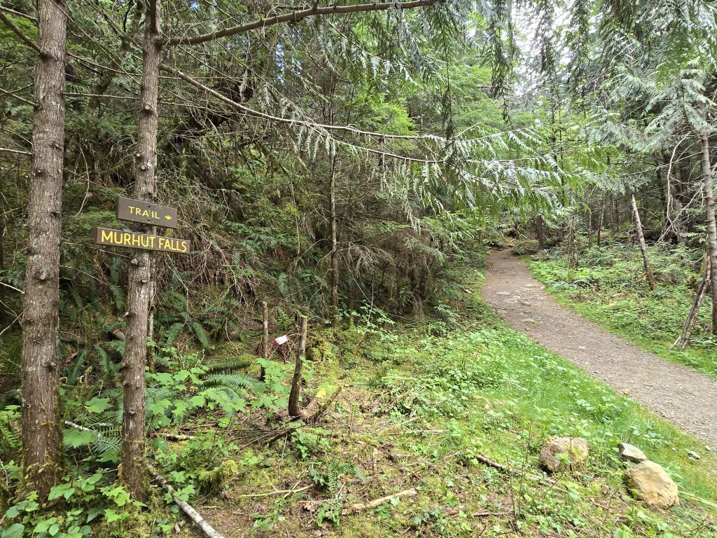 Murhut Falls trailhead sign Olympic National Park