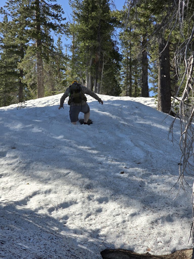 Post-holing on the Tahoe Rim Trail