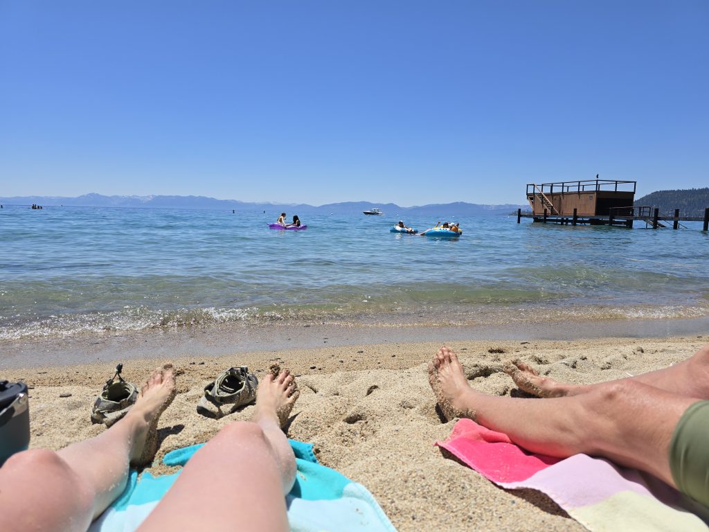 Relaxing at Incline Beach on Lake Tahoe