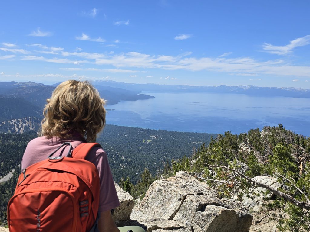 Taking in the view of Tahoe from Incline Peak