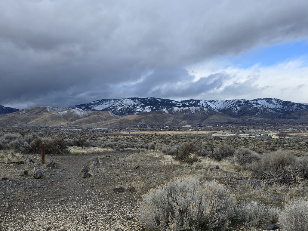 Snowy mountains during winter hiking in Carson City