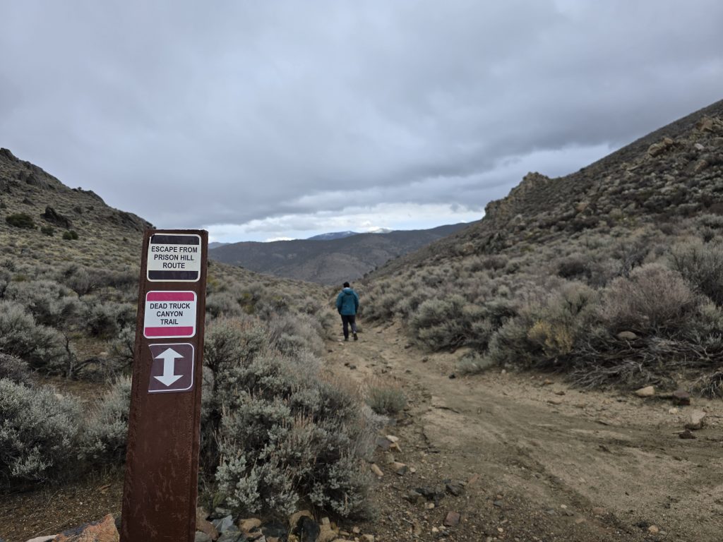 Dead Truck Canyon Trail sign on Prison Hill