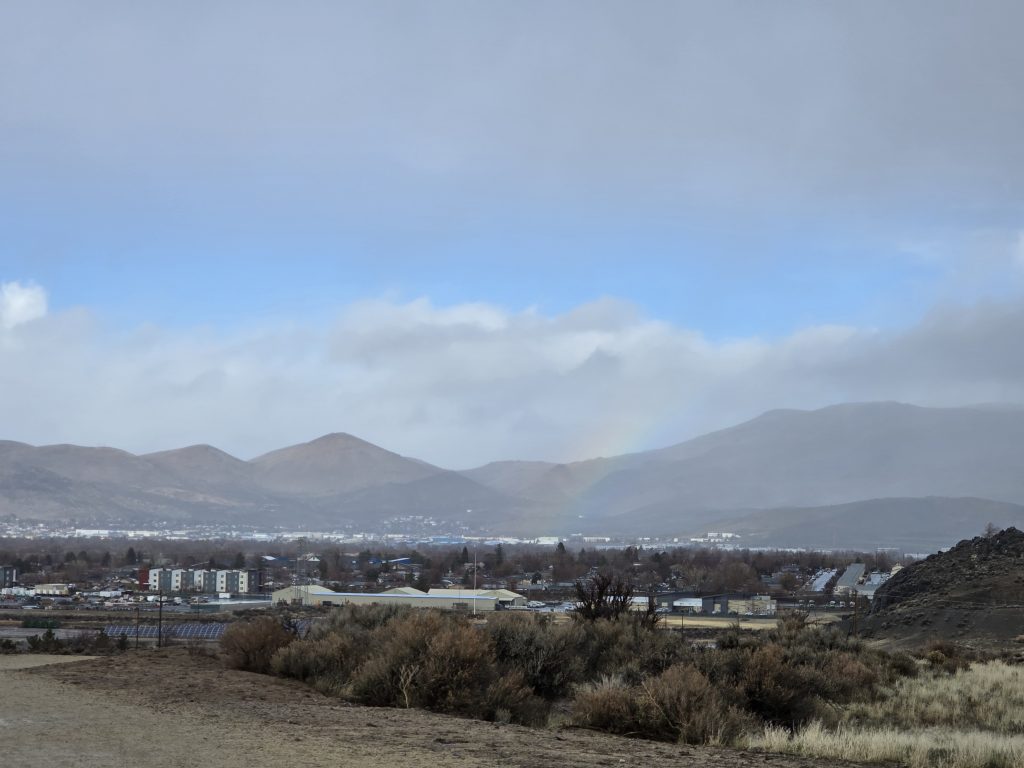 Faint rainbow over Carson City