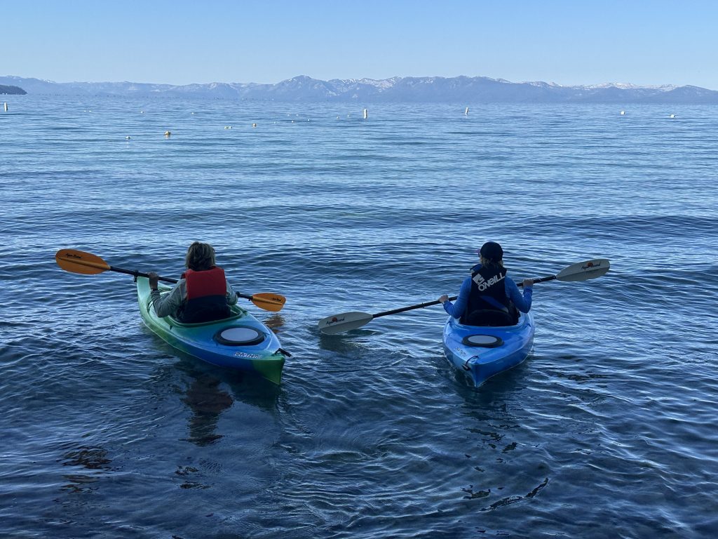 Launching kayaks on Lake Tahoe
