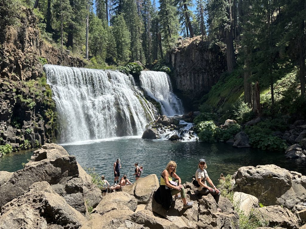 Sitting on a boulder at Middle McCloud Falls