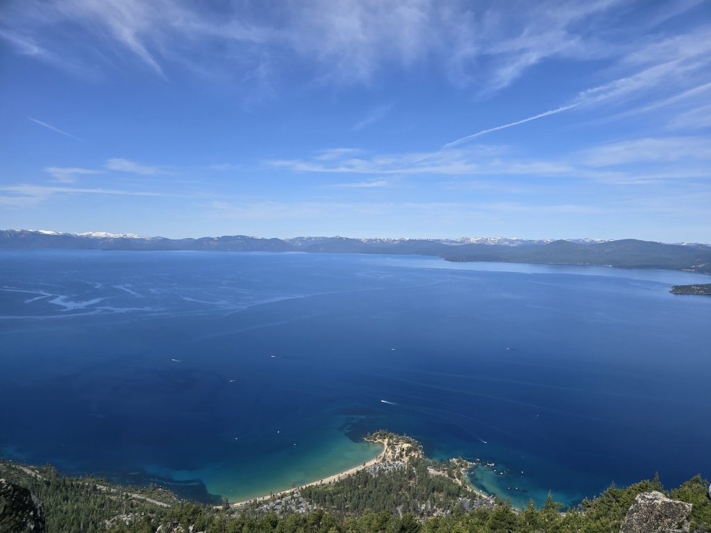 View of Sand Harbor at Lake Tahoe from Herlan Peak