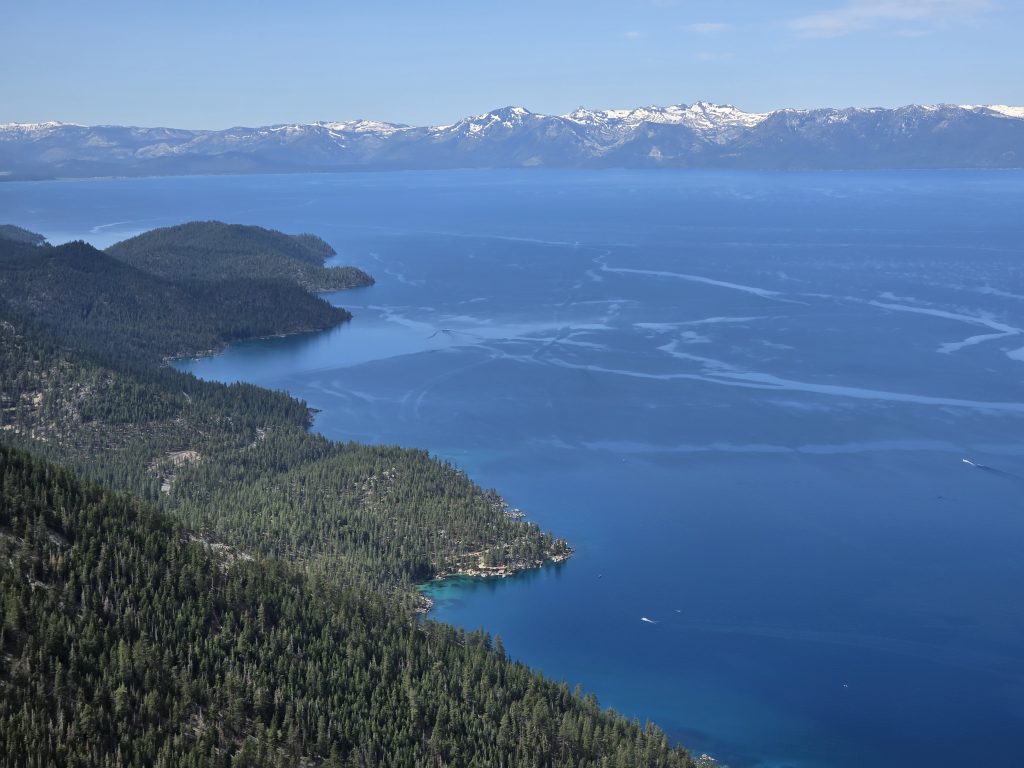 View of east shore Lake Tahoe from Herlan Peak on the Tahoe Rim Trail