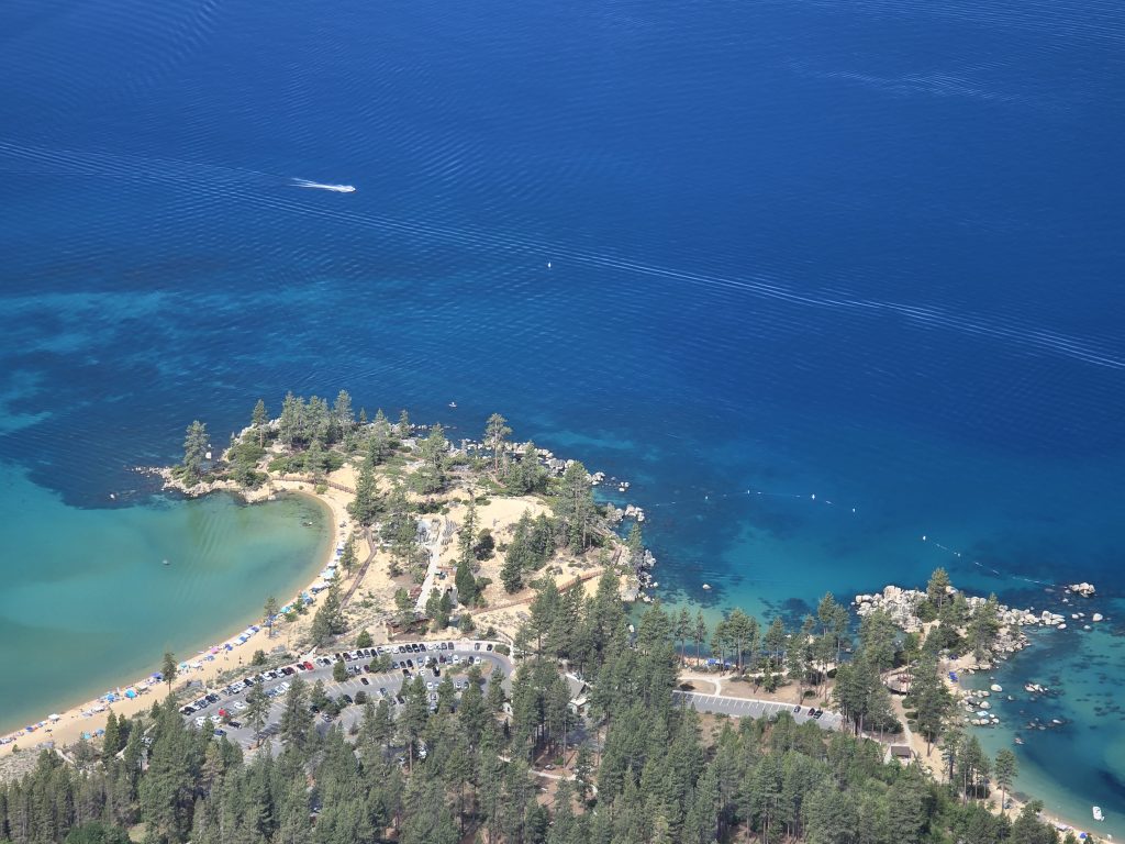 Close-up of Sand Harbor State Park from Herlan Peak