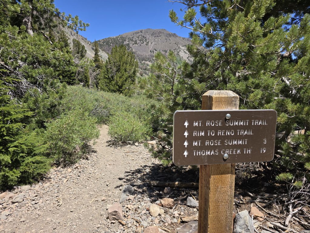 Trail sign for Mt. Rose Summit