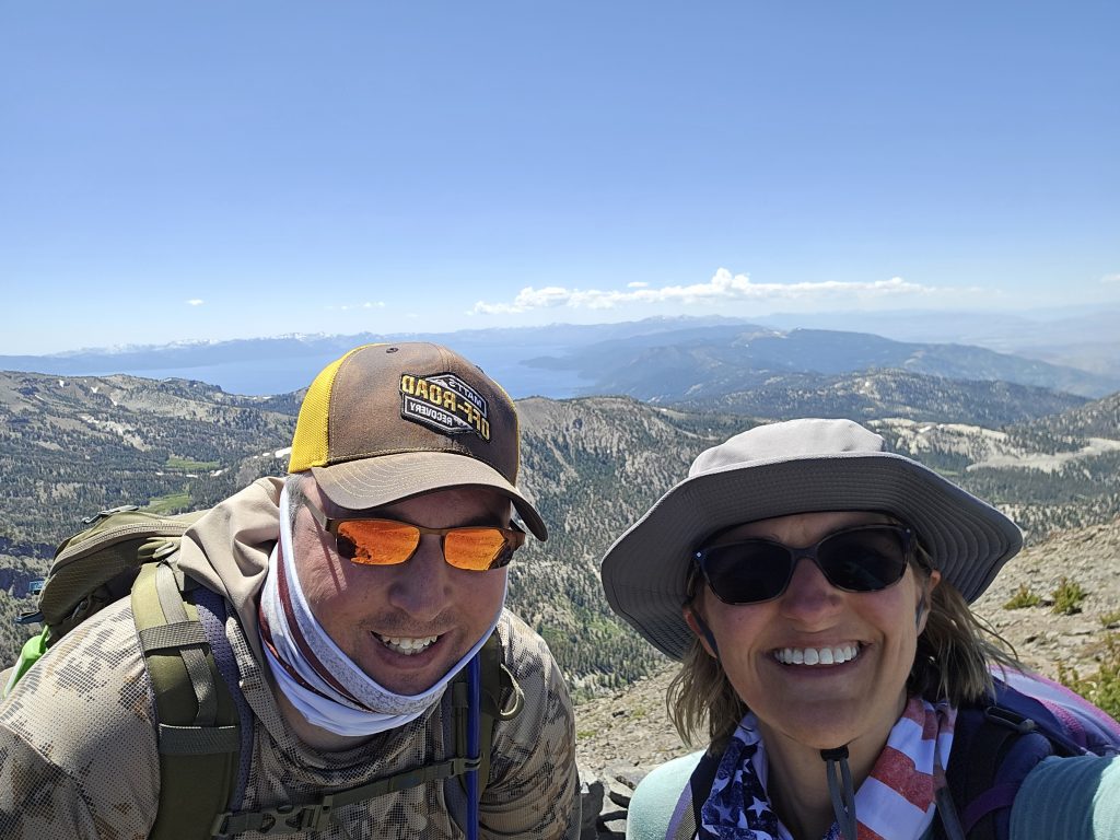 At the top of Mt. Rose Summit with Lake Tahoe in the background