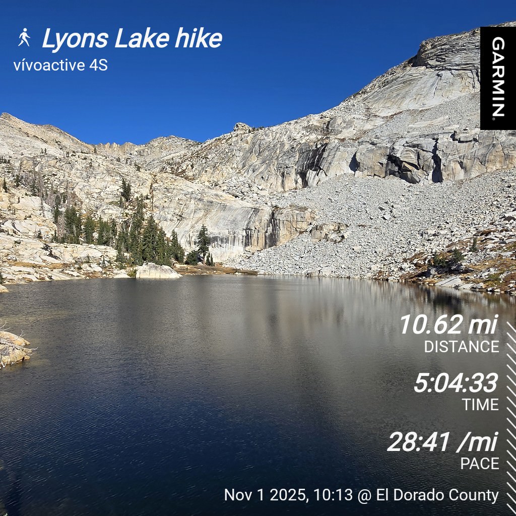 Hike to Lyons Lake stats