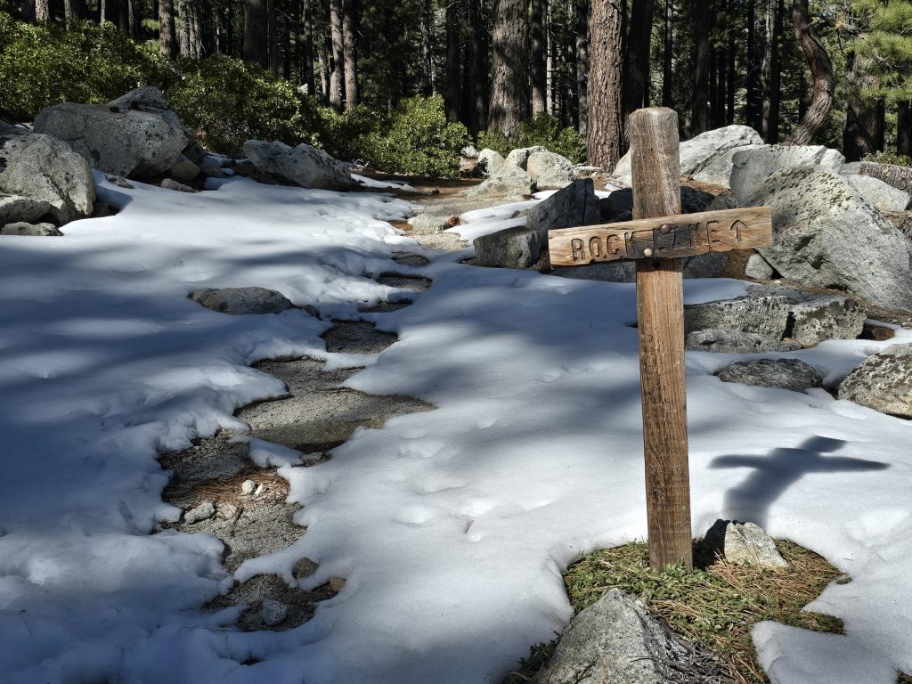 Rock Lake trail sign on Ophir Creek Trail
