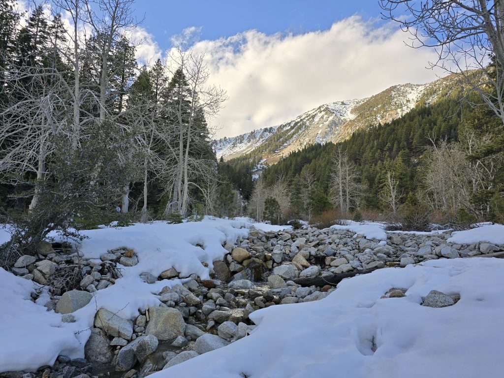 Picturesque wintry mountain scene at Ophir Creek