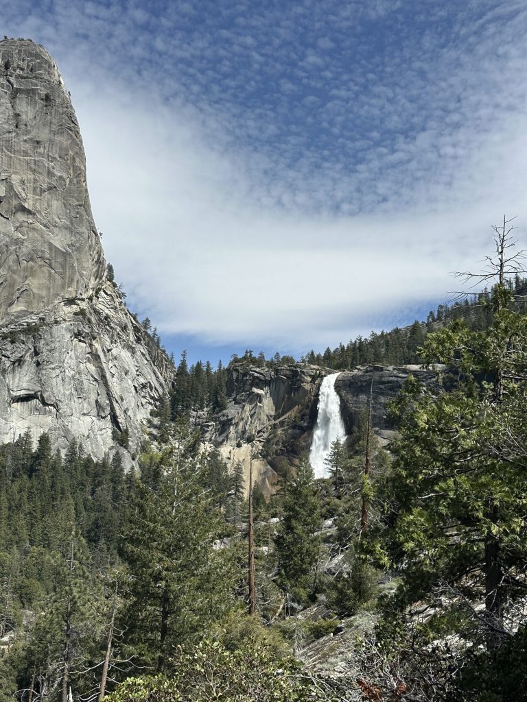 Nevada Falls and Liberty Cap as seen from Clark Point on John Muir Trail in Yosemite
