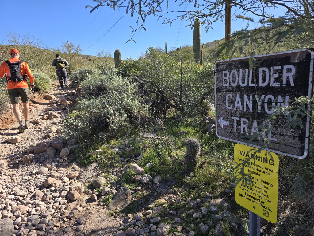 Boulder Canyon hike trailhead sign