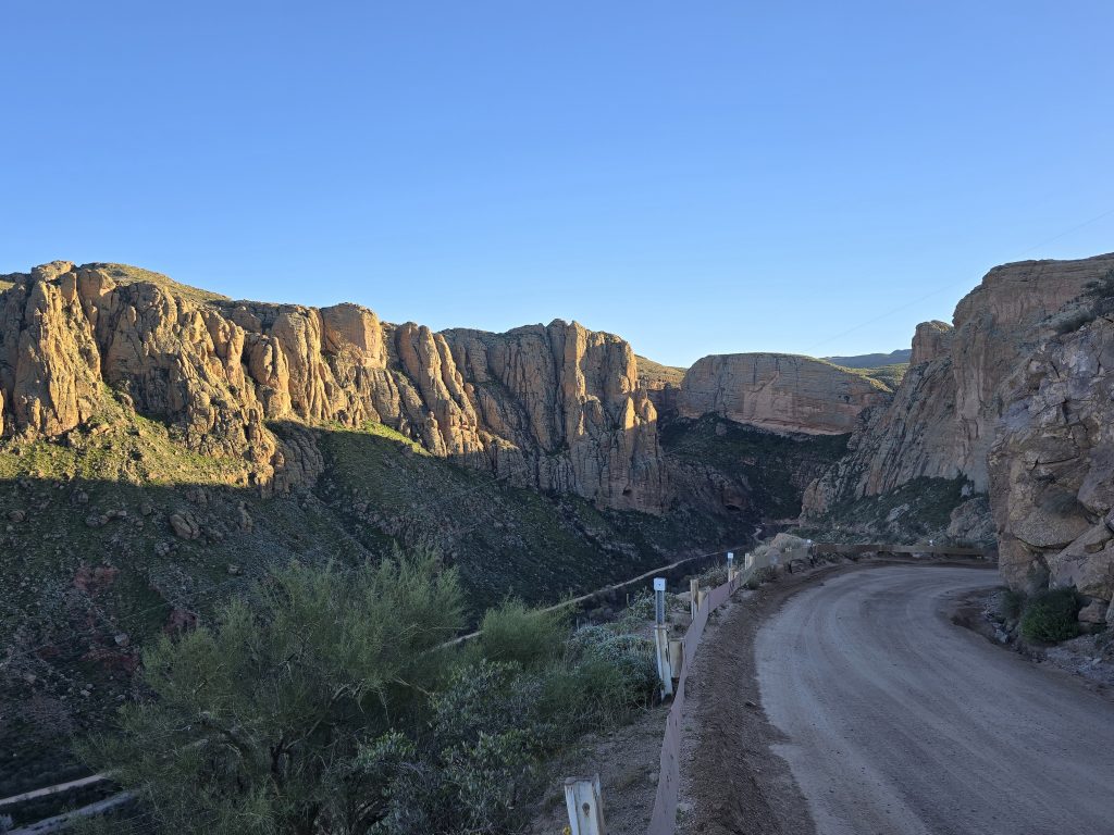 Guardrail along Fish Creek Hill section of the Apache Trail in Arizona
