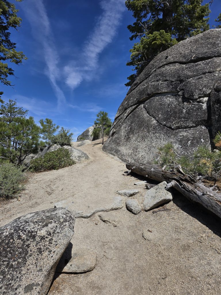 Ascending on Barn Trail to Van Sickle Rim Trail in Van Sickle Bi-State Park