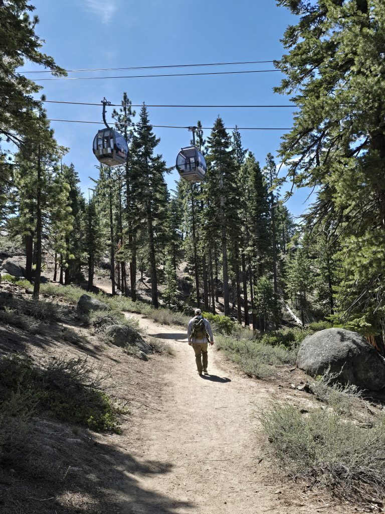 Hiking beneath the Heavenly Ski Resort Gondola on the Van Sickle Rim Trail