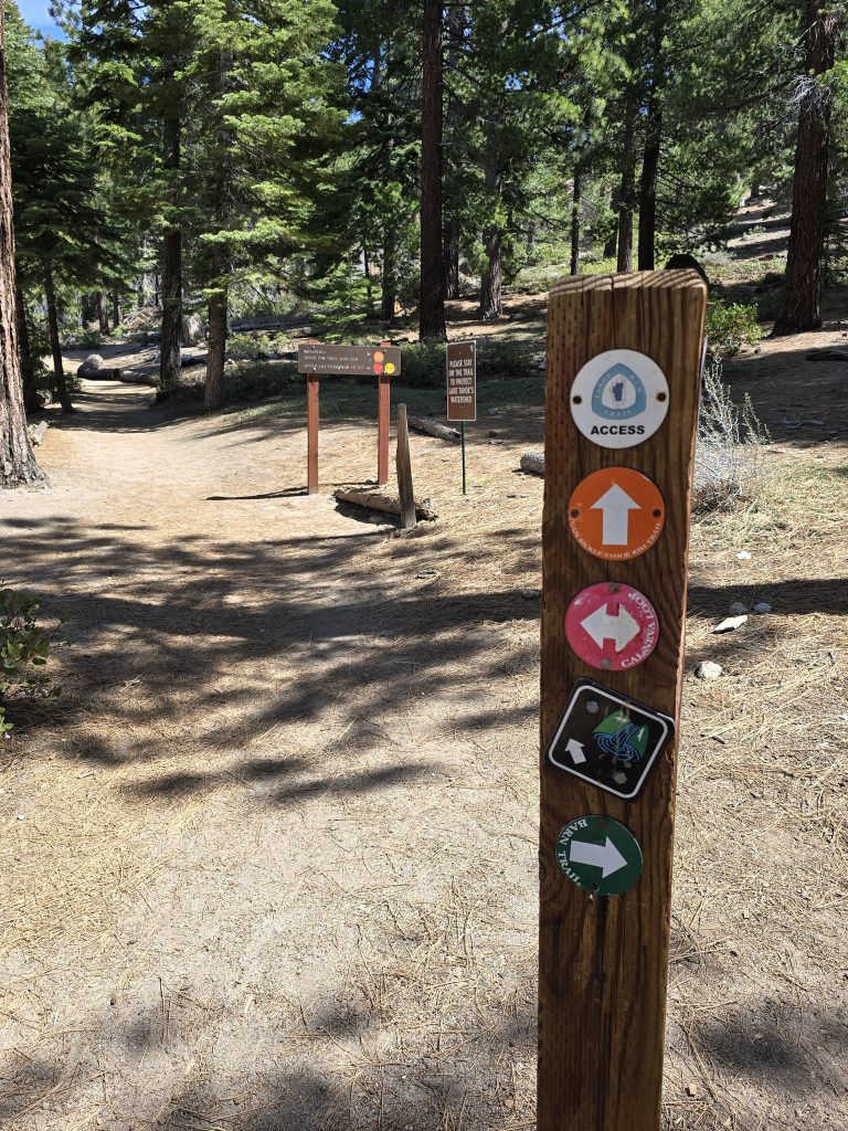 Trail sign on Van Sickle Rim Trail hike