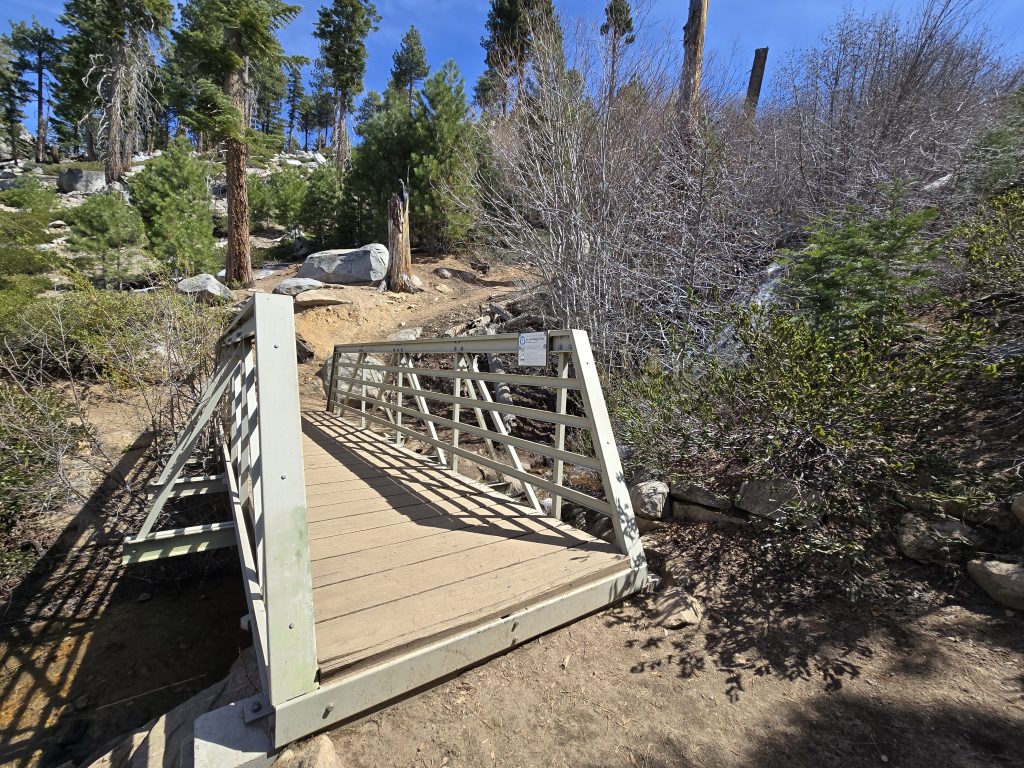 Footbridge at Van Sickle Waterfall in Van Sickle Bi-State Park