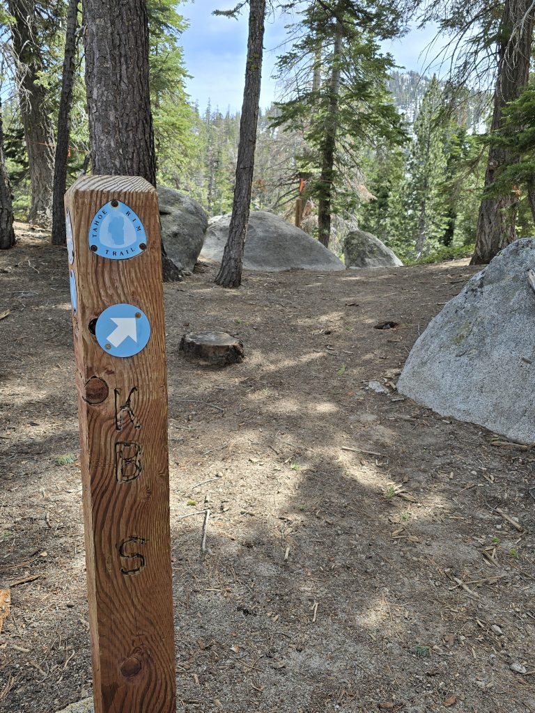 Tahoe Rim Trail sign on Van Sickle Rim Trail hike in Van Sickle Bi-State Park