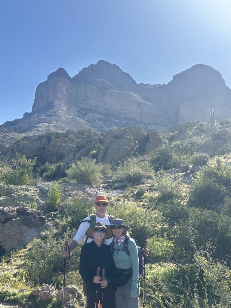 Starting out on Picketpost Mountain Loop Hike in Arizona with Picketpost Mountain in the background