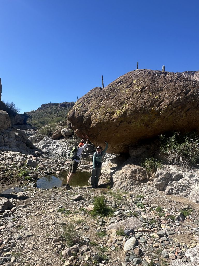 A large boulder along the trail for Picketpost Mountain Loop hike in Arizona