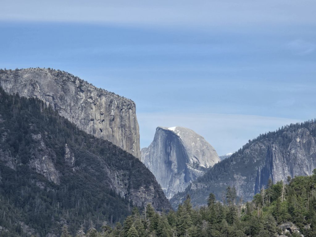 Roadside view of Half Dome in Yosemite National Park