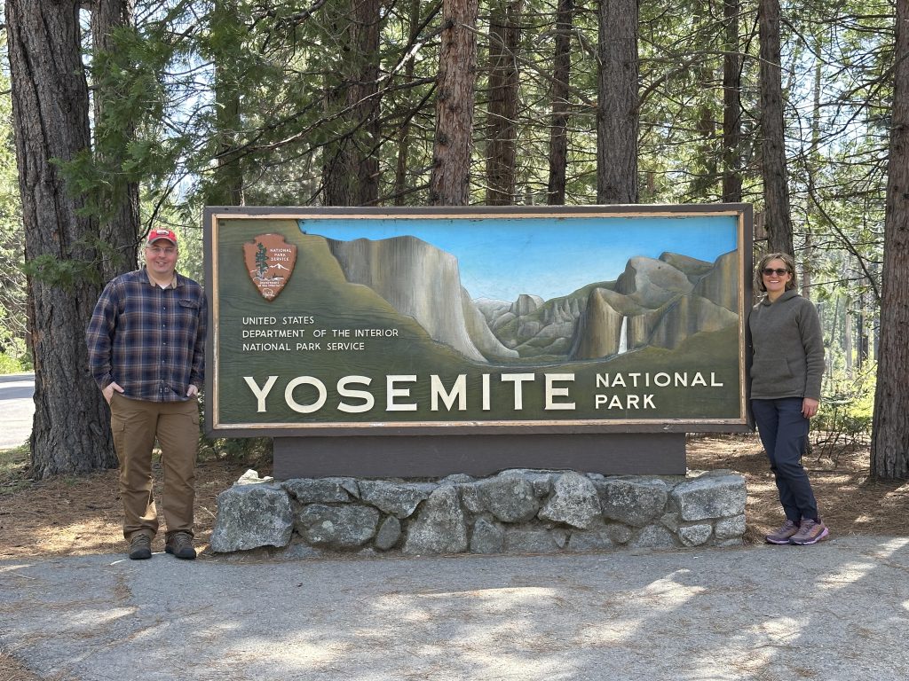 Yosemite National Park sign at Big Oak Flat Entrance